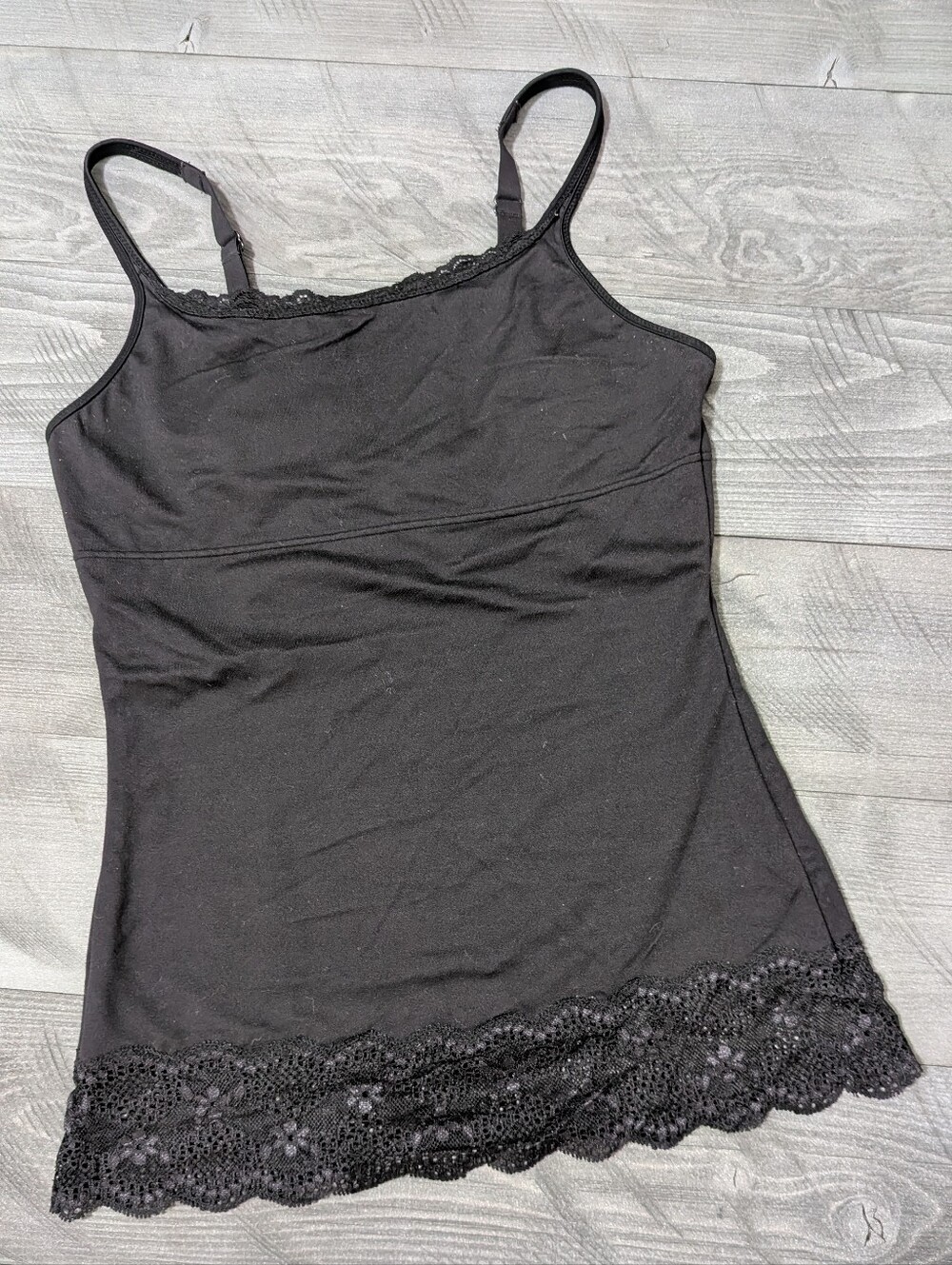 Flexees Black Lace-Trim Camisole Tank Size Small